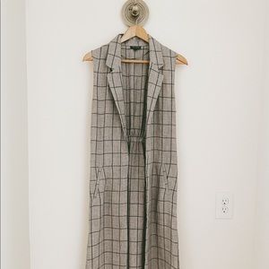 Topshop Checked Maxi Blazer